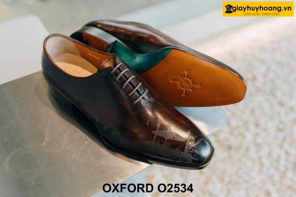 Giày da nam khắc tranh laser trên da bò Oxford O2534 002