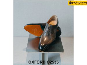 Giày da nam trơn màu patina xám cao cấp Oxford O2535 004