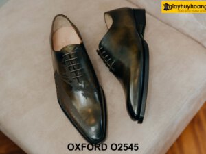 Giày da nam trơn khắc laser nghệ thuật Oxford O2545 001