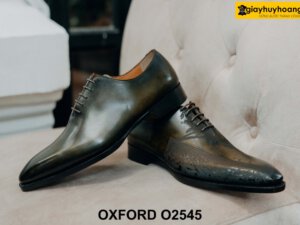 Giày da nam trơn khắc laser nghệ thuật Oxford O2545 005