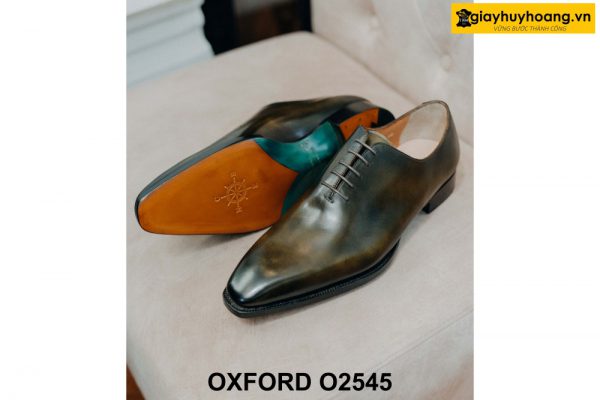 Giày da nam trơn khắc laser nghệ thuật Oxford O2545 004