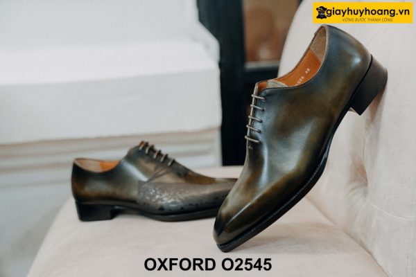 Giày da nam trơn khắc laser nghệ thuật Oxford O2545 003