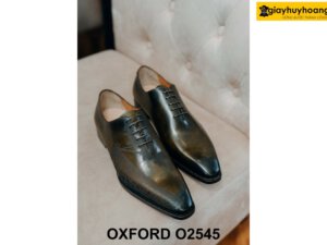 Giày da nam trơn khắc laser nghệ thuật Oxford O2545 002