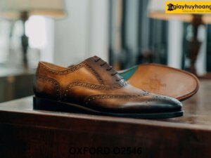Giày da nam nhuộm màu thủ công Oxford O2546 001