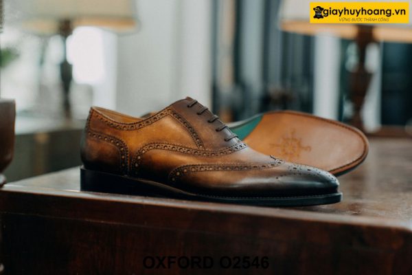 Giày da nam nhuộm màu thủ công Oxford O2546 001