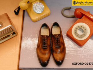 Giày da nam mũi tròn nam da trơn Oxford O2477 001