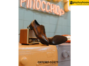 Giày da nam mũi tròn nam da trơn Oxford O2477 004