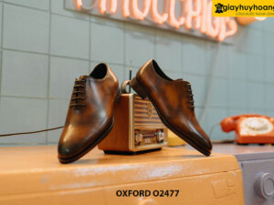 Giày da nam mũi tròn nam da trơn Oxford O2477 003