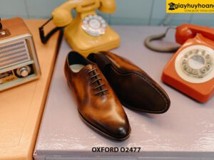 Giày da nam mũi tròn nam da trơn Oxford O2477 002
