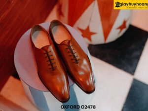 Giày da nam thon dài Wholecut trơn Oxford O2478 001