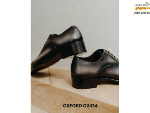 Giày tây nam đế da bò màu xám đen Oxford O2434 004
