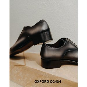 Giày tây nam đế da bò màu xám đen Oxford O2434 004