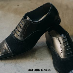 Giày tây nam da trơn phối da lộn Oxford O2436 001