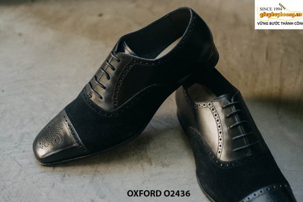 Giày tây nam da trơn phối da lộn Oxford O2436 001