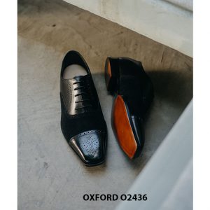 Giày tây nam da trơn phối da lộn Oxford O2436 003