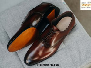 Giày da nam Oxford mũi trơn đỏ đô O2437 002