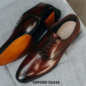 Giày da nam Oxford mũi trơn đỏ đô O2437 002