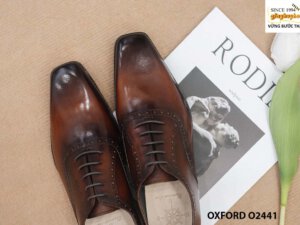 Giày da nam mũi trơn vuông đặt mới Oxford O2441 001