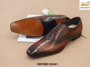 Giày da nam mũi trơn vuông đặt mới Oxford O2441 003