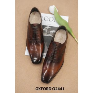 Giày da nam mũi trơn vuông đặt mới Oxford O2441 005