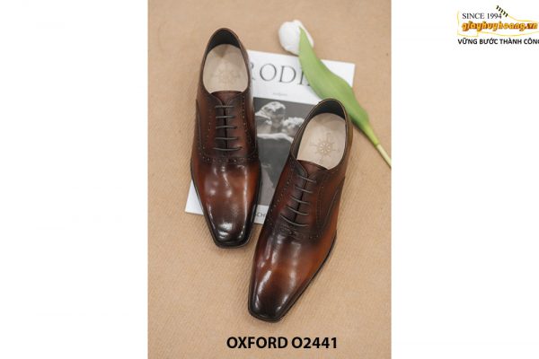 Giày da nam mũi trơn vuông đặt mới Oxford O2441 005