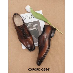 Giày da nam mũi trơn vuông đặt mới Oxford O2441 004