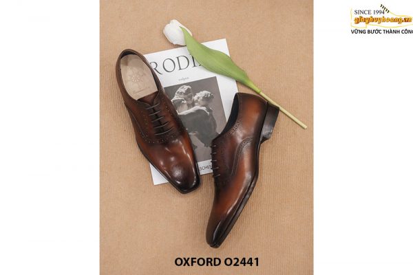Giày da nam mũi trơn vuông đặt mới Oxford O2441 004