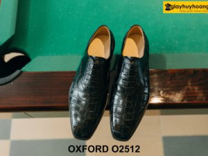Giày da nam buộc dây da cá sấu thật Oxford O2512 001