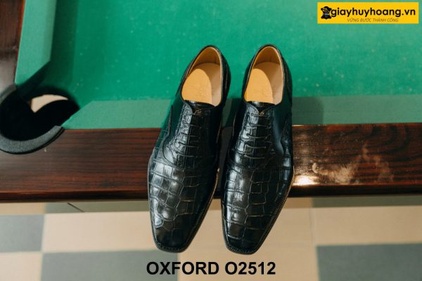 Giày da nam buộc dây da cá sấu thật Oxford O2512 001
