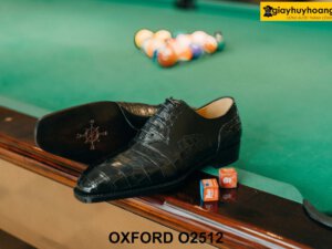 Giày da nam buộc dây da cá sấu thật Oxford O2512 003