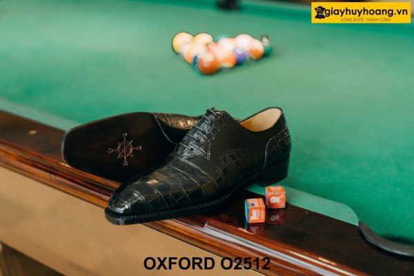 Giày da nam buộc dây da cá sấu thật Oxford O2512 003