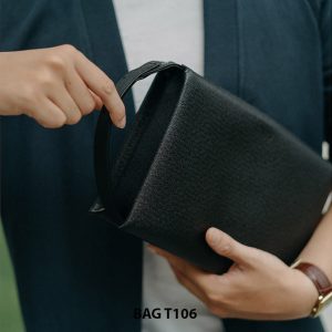 Túi ví cầm tay cao cấp da vân saffiano màu đen T106 004