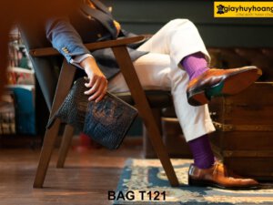 Ví cầm tay nam da cá sấu nhỏ gọn phong cách T121 004