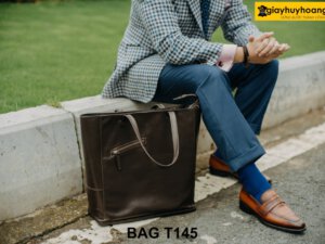 Túi xách thời trang nam da bò màu nâu T145 003
