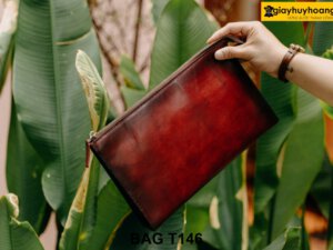 Ví cầm tay nam da bò thảo mộc tự nhiên T146 006