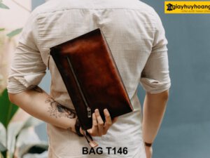 Ví cầm tay nam da bò thảo mộc tự nhiên T146 005