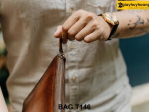 Ví cầm tay nam da bò thảo mộc tự nhiên T146 004