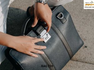 Túi xách da bò nam vân hạt chống nhăn có khóa số T59 004