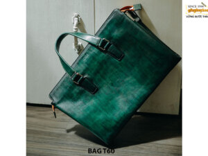 Túi xách da bò nam nhuộm màu xanh T60 006