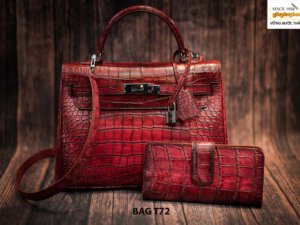 Túi xách nữ da cá sấu màu đỏ cao cấp T72 001