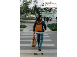 Balo đeo vai da bò phong cách T55 006