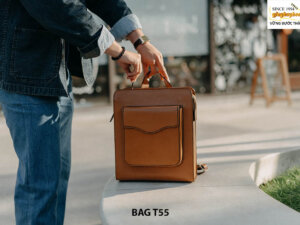 Balo đeo vai da bò phong cách T55 001