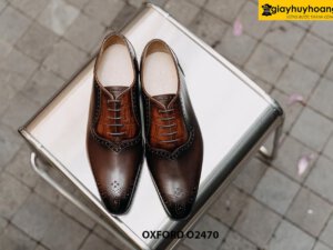 Giày da nam đế bằng da bò cao cấp Oxford O2470 005