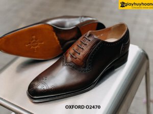 Giày da nam đế bằng da bò cao cấp Oxford O2470 003