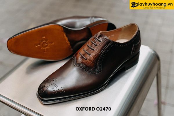 Giày da nam đế bằng da bò cao cấp Oxford O2470 003