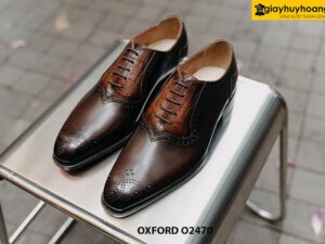 Giày da nam đế bằng da bò cao cấp Oxford O2470 001