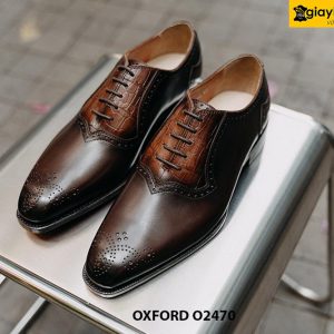Giày da nam đế bằng da bò cao cấp Oxford O2470 001