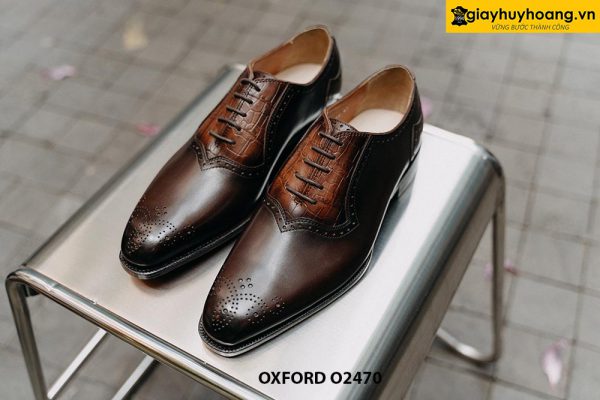 Giày da nam đế bằng da bò cao cấp Oxford O2470 001