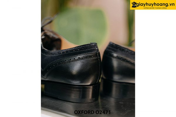 Giày da nam màu đen phối da lộn Oxford O2471 003