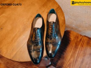 Giày da nam nhuộm màu da thủ công Oxford O2473 001